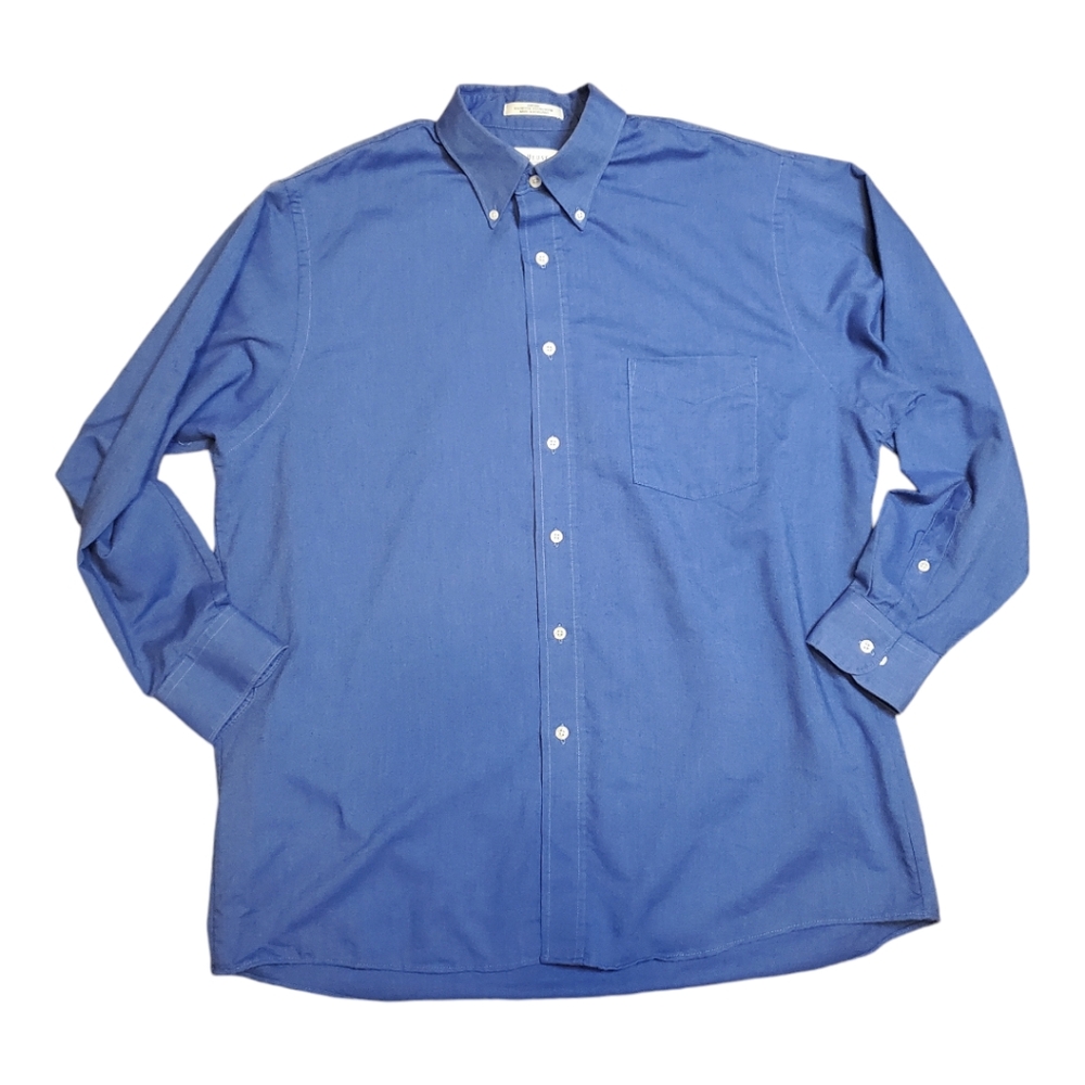 Van Heusen dress shirt 16.5 button up fitted wrinkle free LARGE